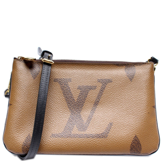 Louis Vuitton Double Zip Pochette Giant Reverse Monogram Clutch Bag