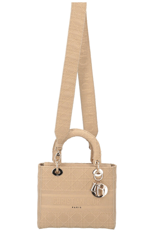 Dior Crossbody Bag Lady D-Lite Cannage Sand Canvas