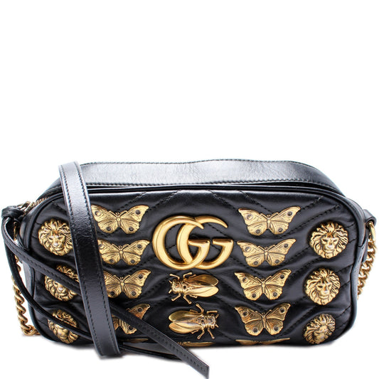 Gucci Marmont Camera Animal Studs Leather Small Travel Bag