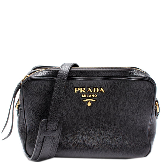 Prada Vitello Daino Double Zip Camera Bag Travel Bag