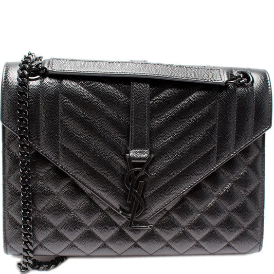 YSL Saint Laurent Saint Laurent Envelope Tri Bag Quilted Medium Travel Bag