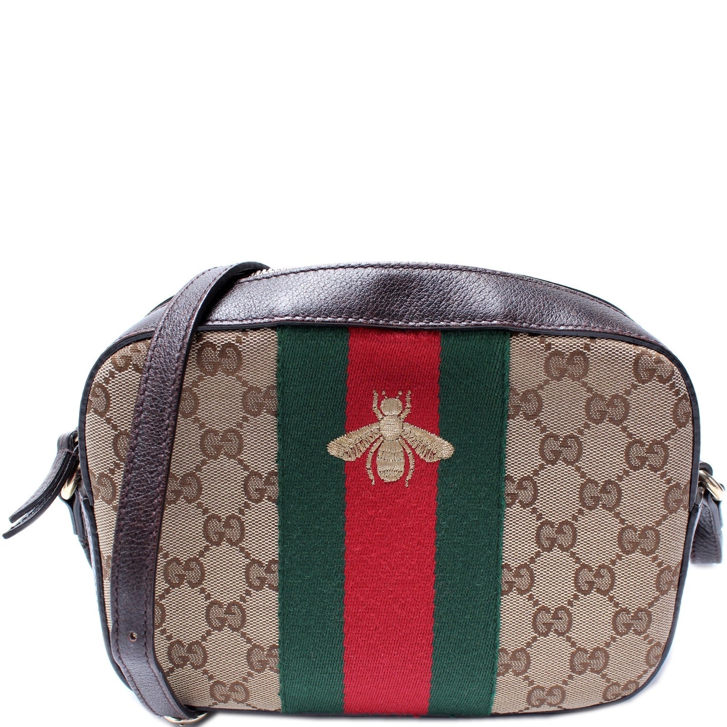 Gucci GG Bee Camera Canvas Crossbody Bag