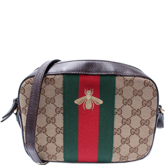 Gucci GG Bee Camera Canvas Crossbody Bag