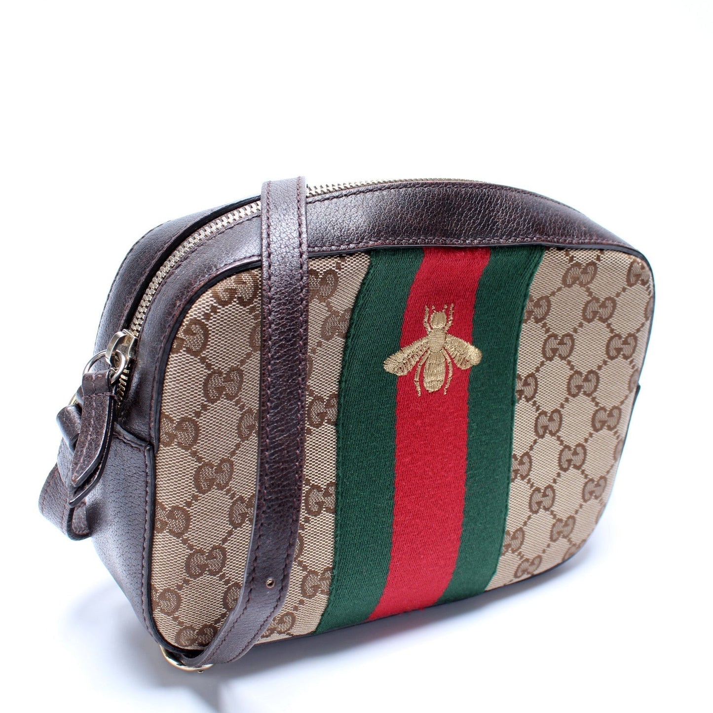 Gucci GG Bee Camera Canvas Crossbody Bag