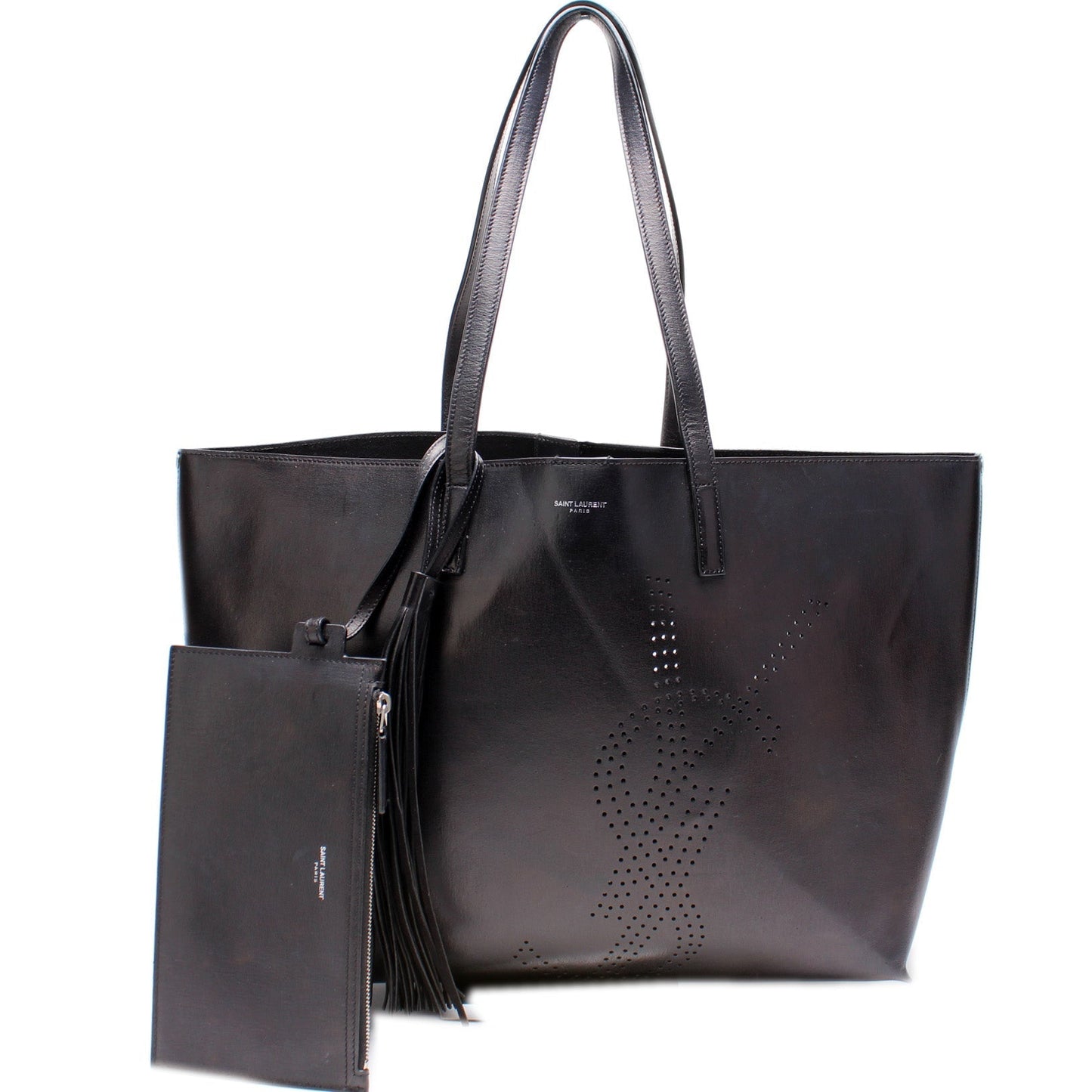 YSL Saint Laurent Saint Laurent Perforated Shopper Tote Bag Logo
