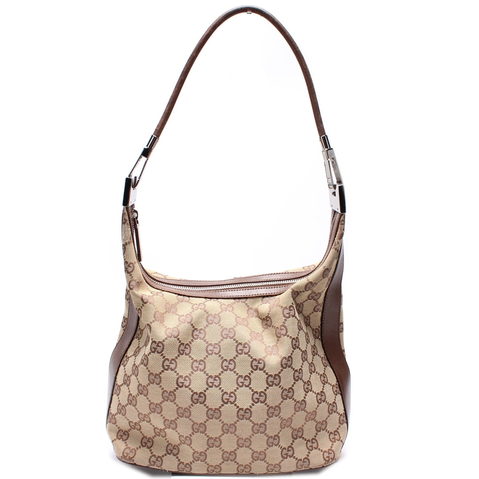 Gucci 001- GG Clasp Canvas Shoulder Bag