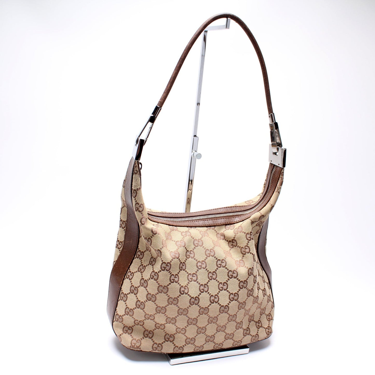 Gucci 001- GG Clasp Canvas Shoulder Bag