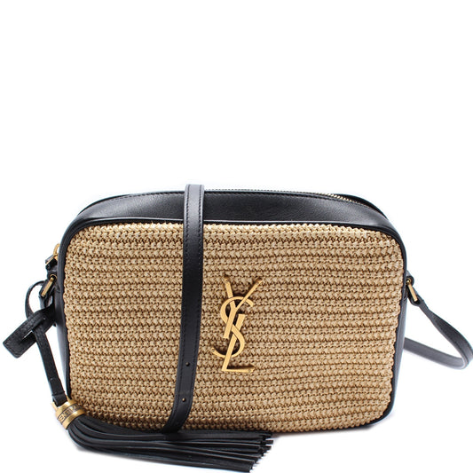 YSL Saint Laurent Lou Camera Bag Raffia Medium Travel Bag
