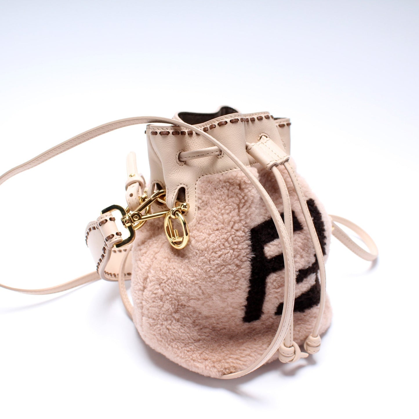 Fendi 8Bs010 Mon Tresor Ff Shearling Bag Mini Bucket Bucket Bag Ff Shearling 2