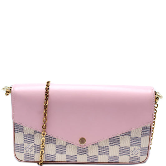 Louis Vuitton Pochette Felicie Azur Damier Calfskin Clutch Bag