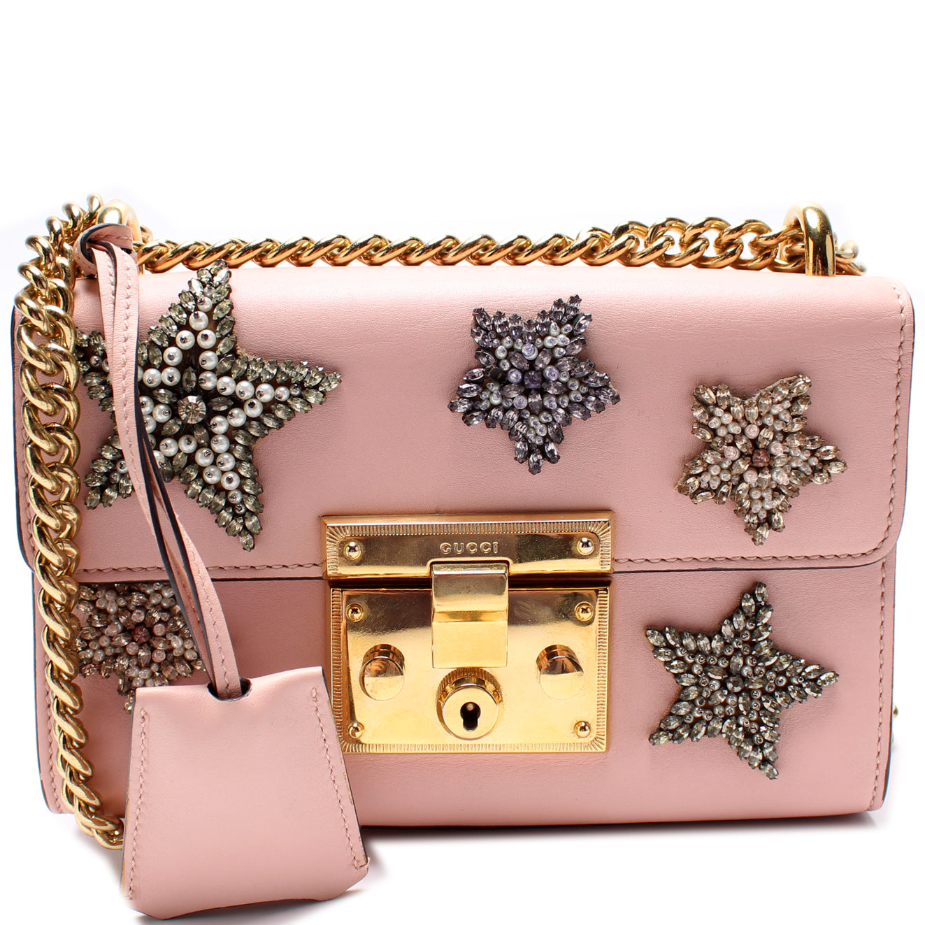 Gucci Padlock Embroidered Star Leather Small Travel Bag