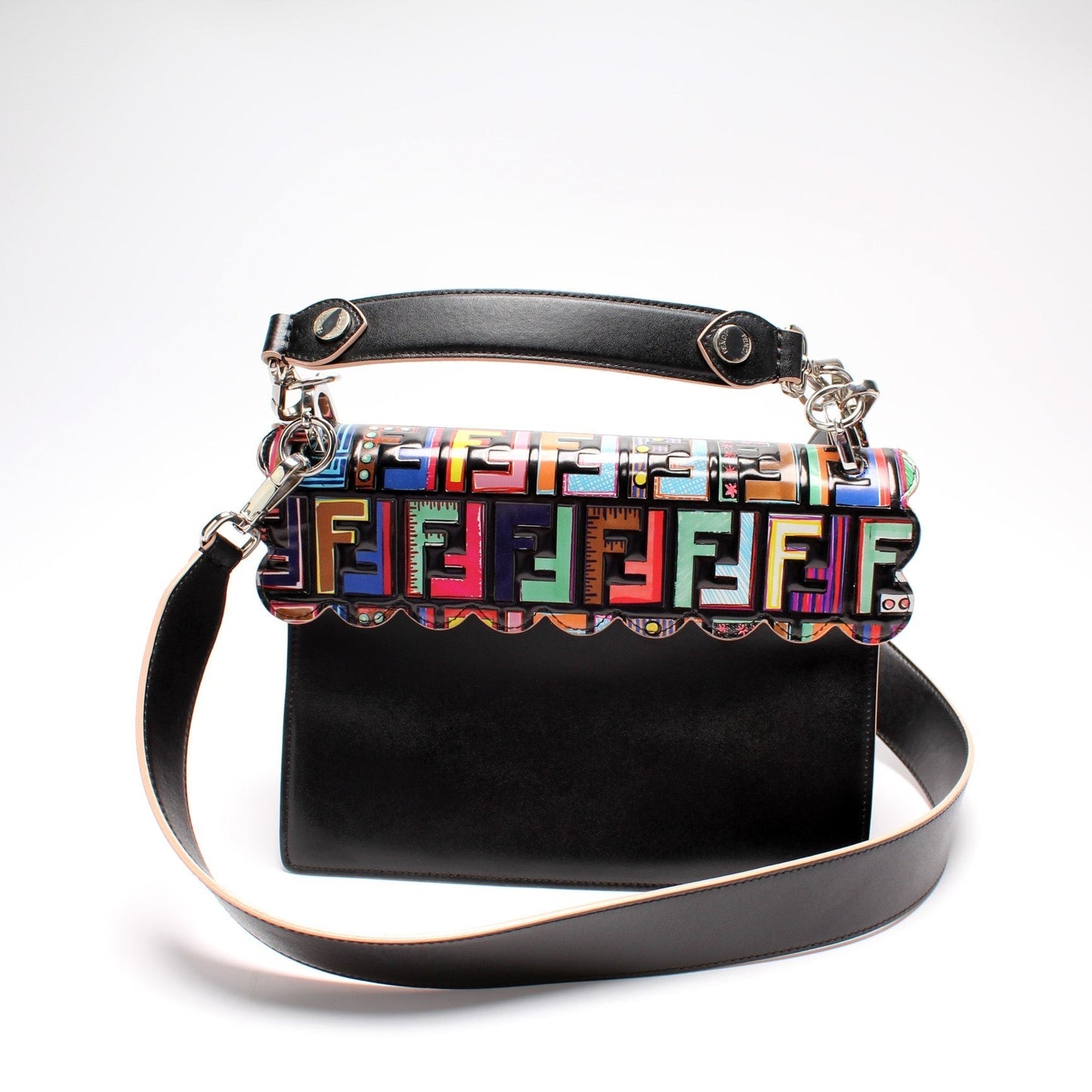 Fendi 8M0381 Kan Ff Bag Leather Patent Small Travel Bag