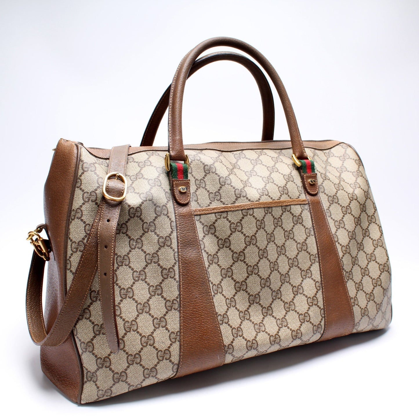 Gucci 111.02.073 GG Supreme Duffle Strap Travel Bag