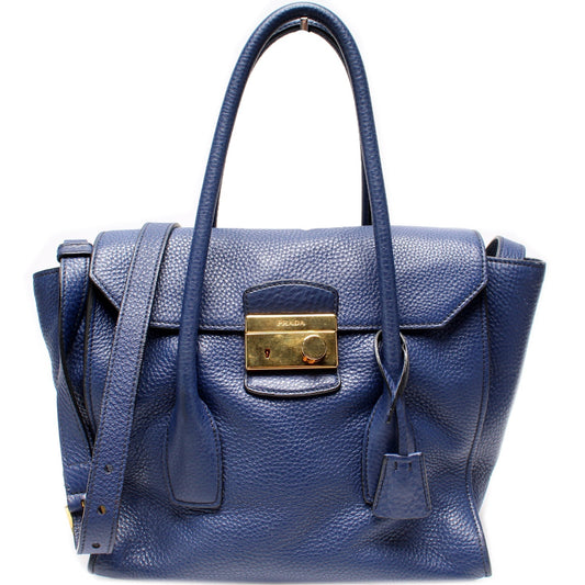 Prada Vitello Daino Lock Bag Flap Travel Bag