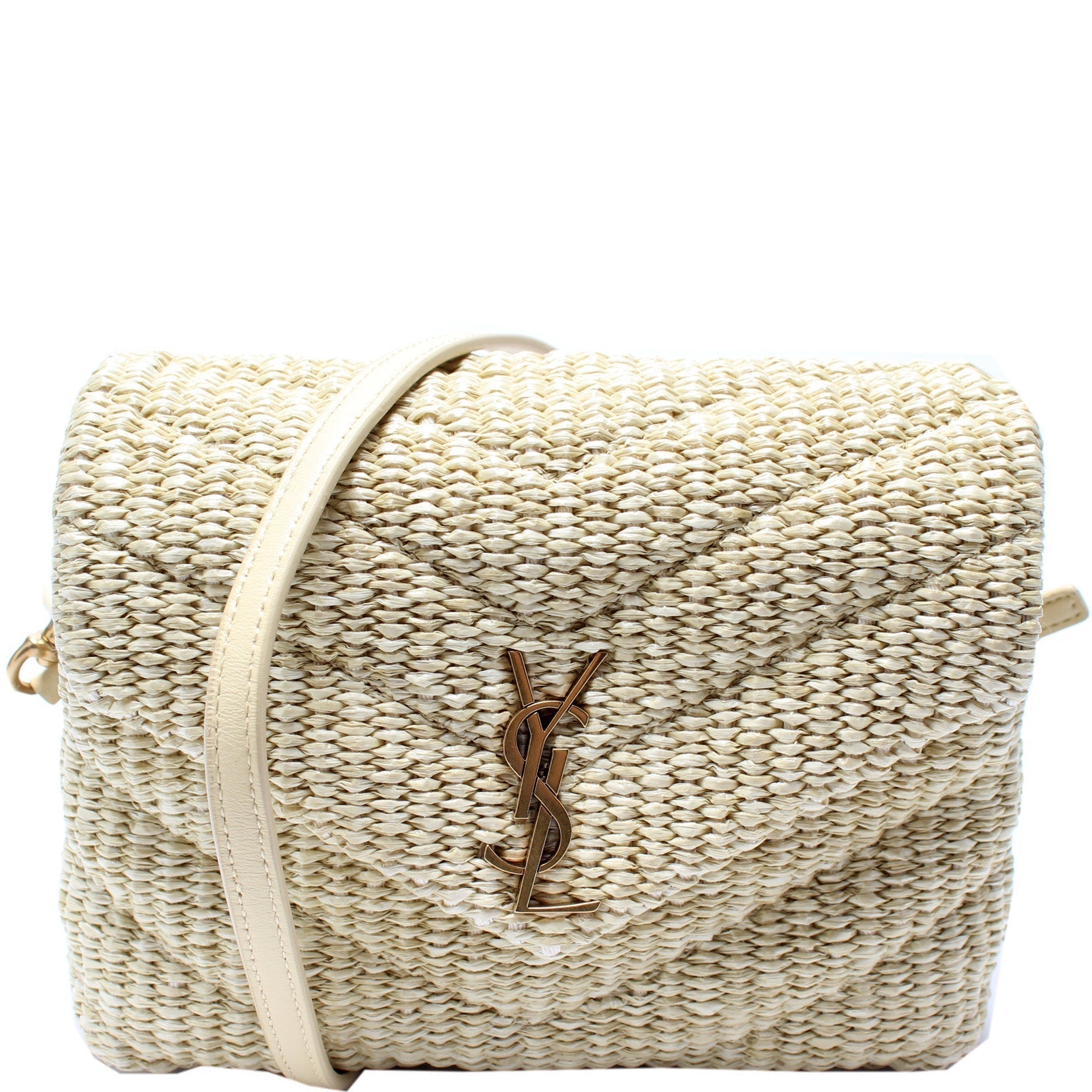 YSL Saint Laurent Saint Laurent Loulou Satchel Toy Crossbody Bag Raffia