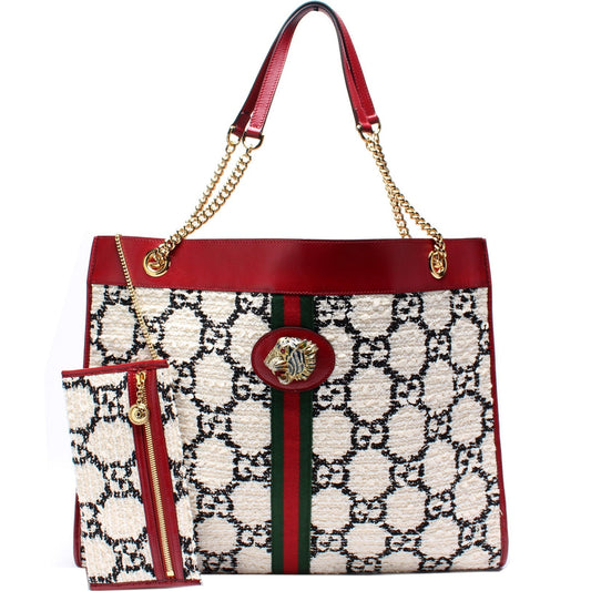 Gucci Tweed Rajah GG Chain Tote Bag