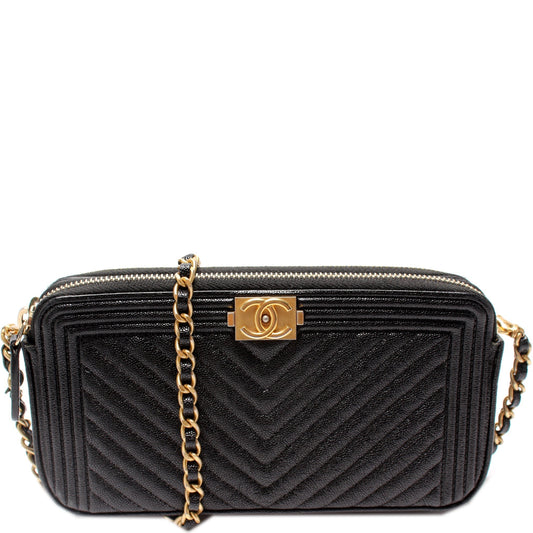 Chanel WOC Boy Double Zip Clutch Bag