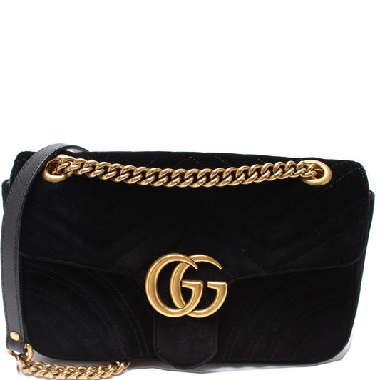 Gucci Marmont Velvet Small Flap Shoulder Bag Flap 1