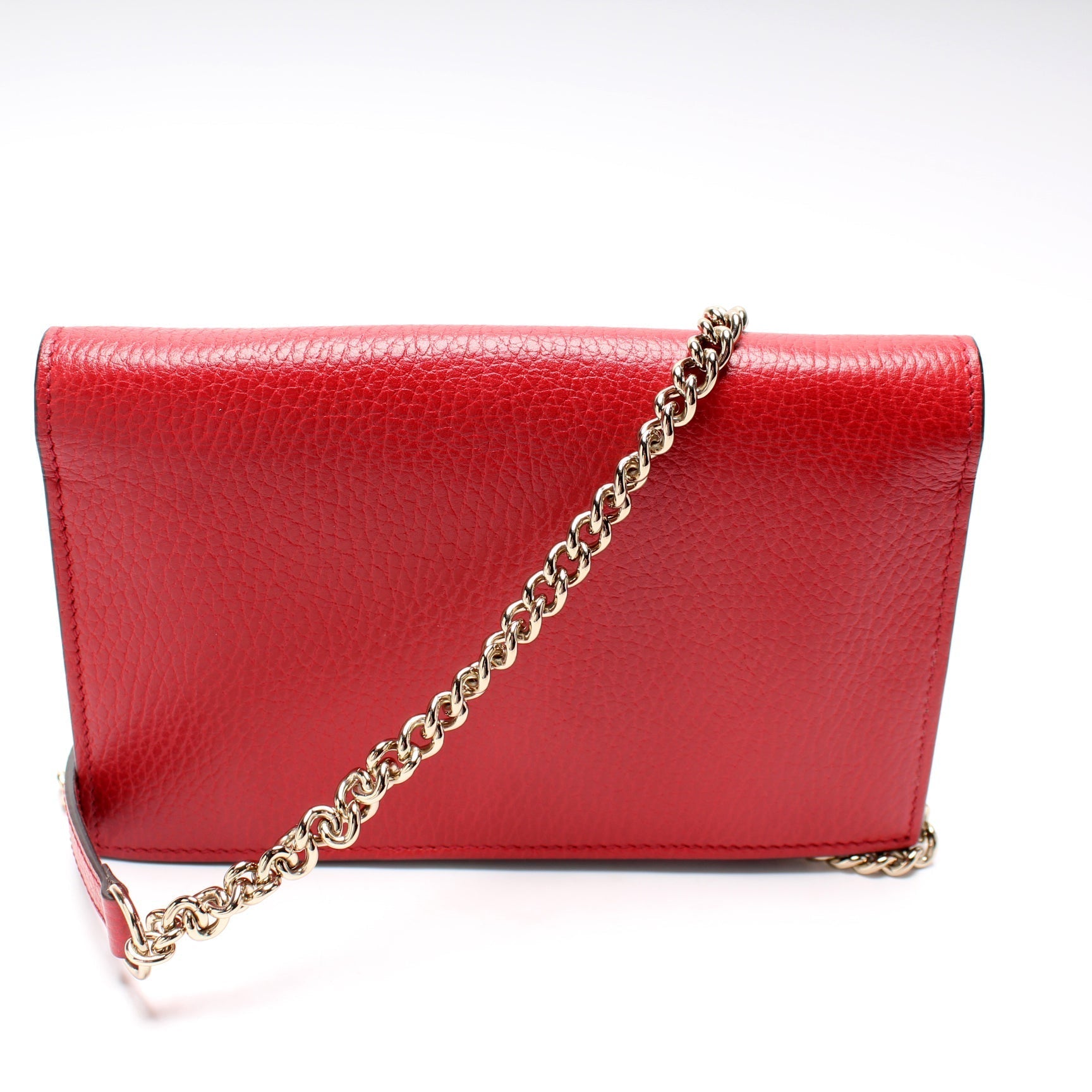 Gucci Dollar Interlocking GG Calfskin Chain Wallet Case