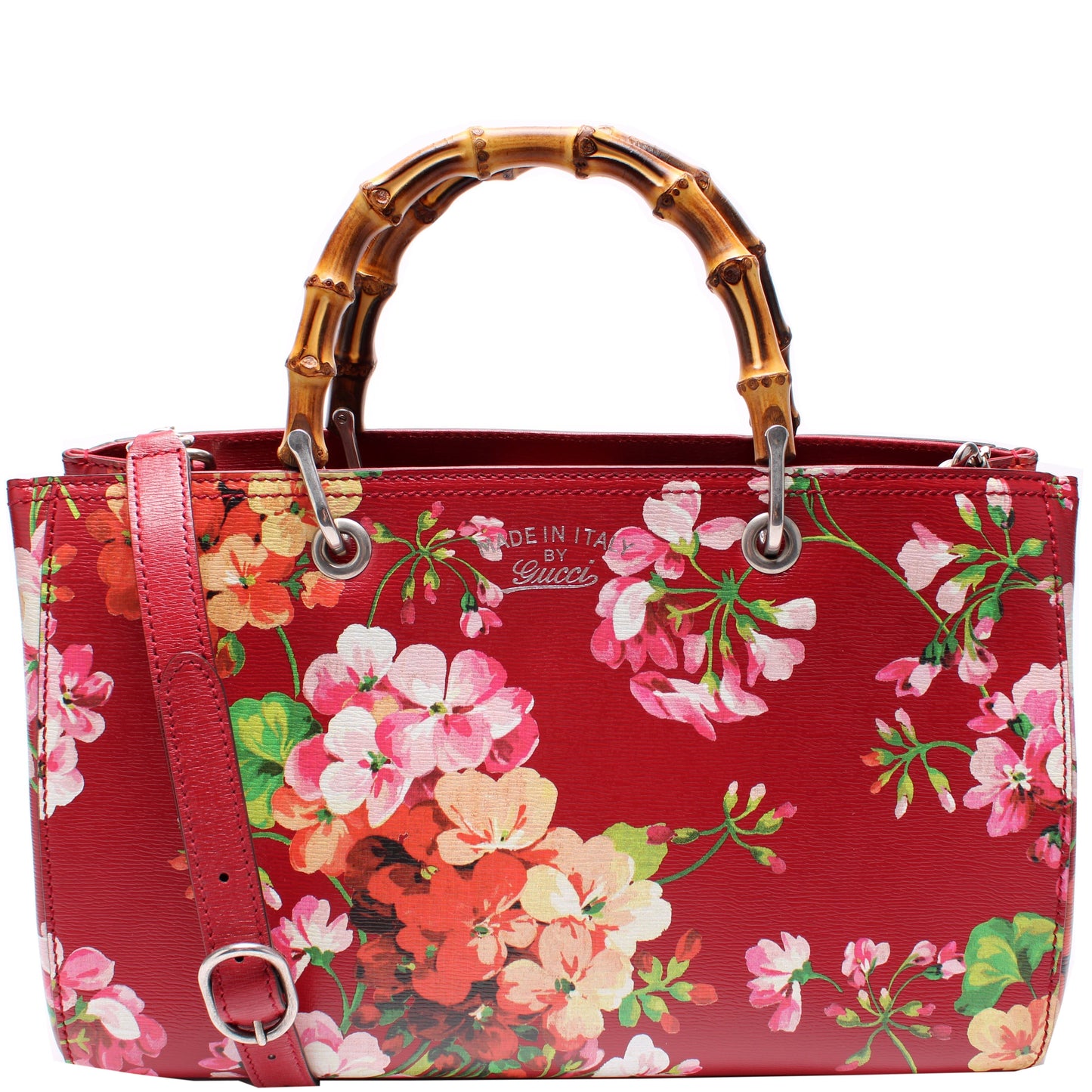 Gucci Blooms Bamboo Shopper Leather Medium Tote Bag