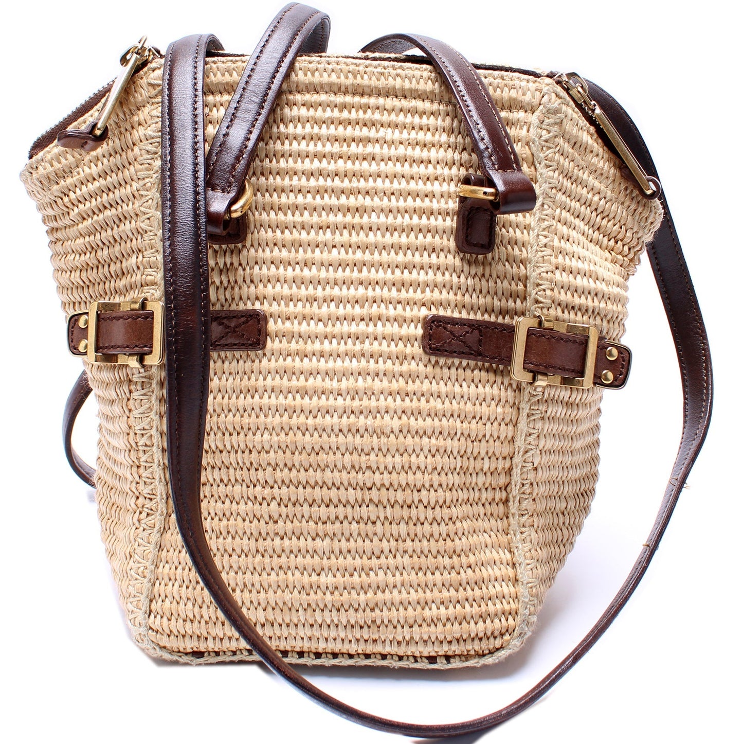 YSL Saint Laurent Saint Laurent Downtown Shoulder Bag Raffia Small