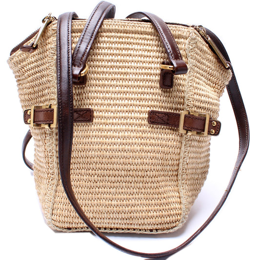 YSL Saint Laurent Saint Laurent Downtown Shoulder Bag Raffia Small
