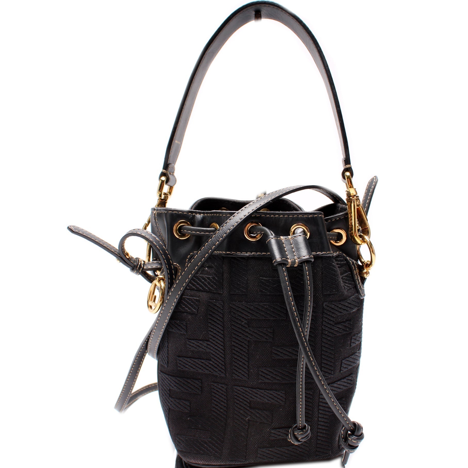 Fendi 8Bs010 Mon Tresor Ff Fabric Bag Mini Bucket Bucket Bag