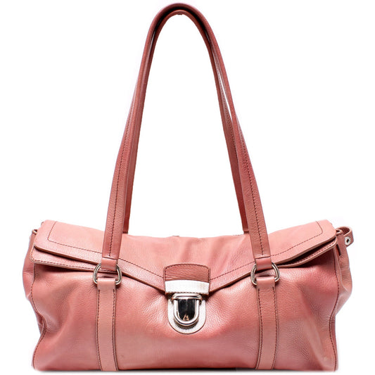 Prada Easy Foldover Pushlock Satchel Calfskin Bag Travel Bag