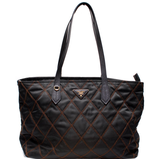 Prada Stitched Tote Bag Nylon