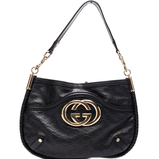 Gucci GG Britt Leather Medium Shoulder Bag