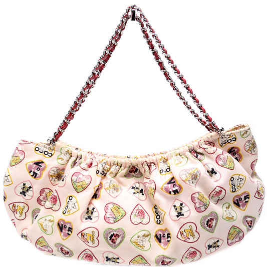 Chanel Coco Hearts 10M Canvas Shoulder Bag
