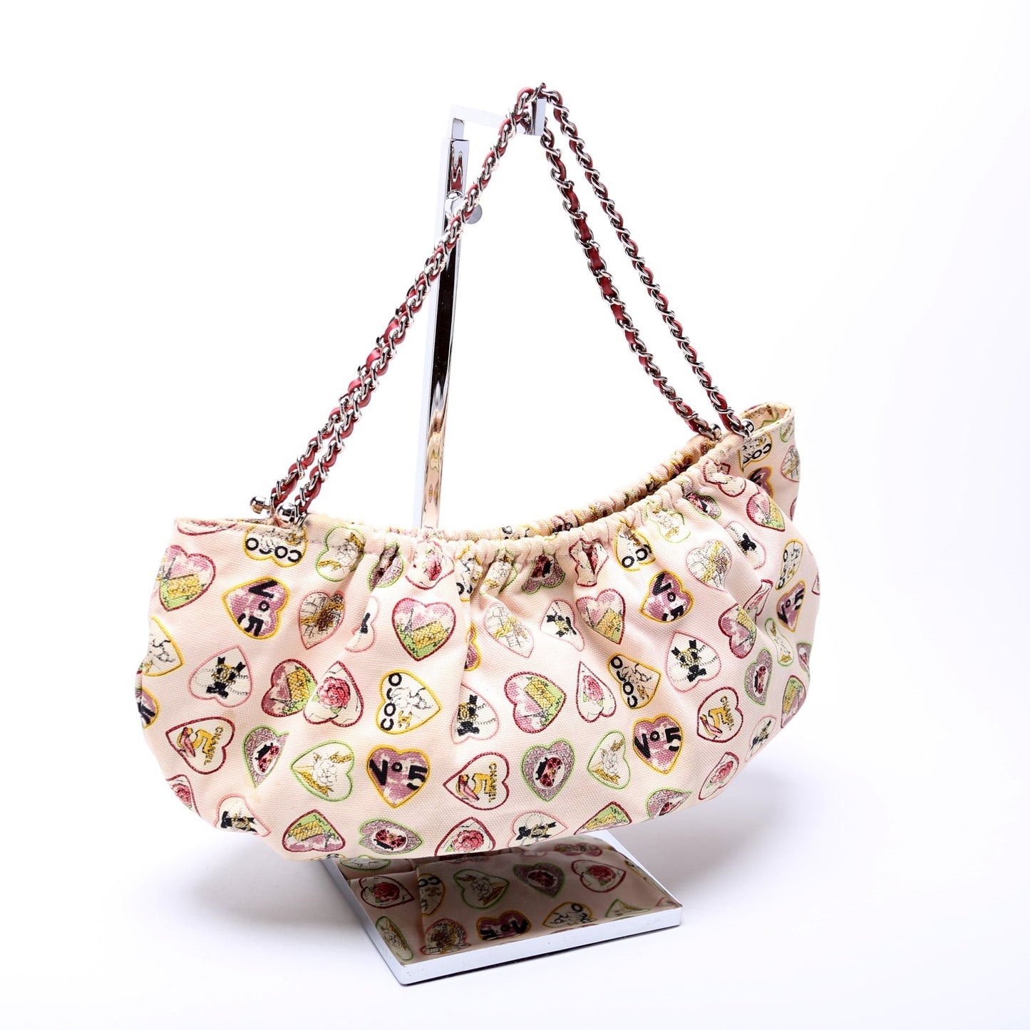 Chanel Coco Hearts 10M Canvas Shoulder Bag