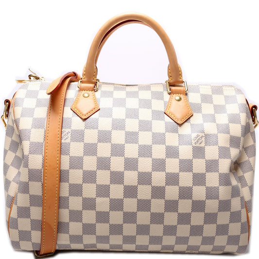 Louis Vuitton Speedy 30 Bandouliere Azur Damier Handbag Azur 15