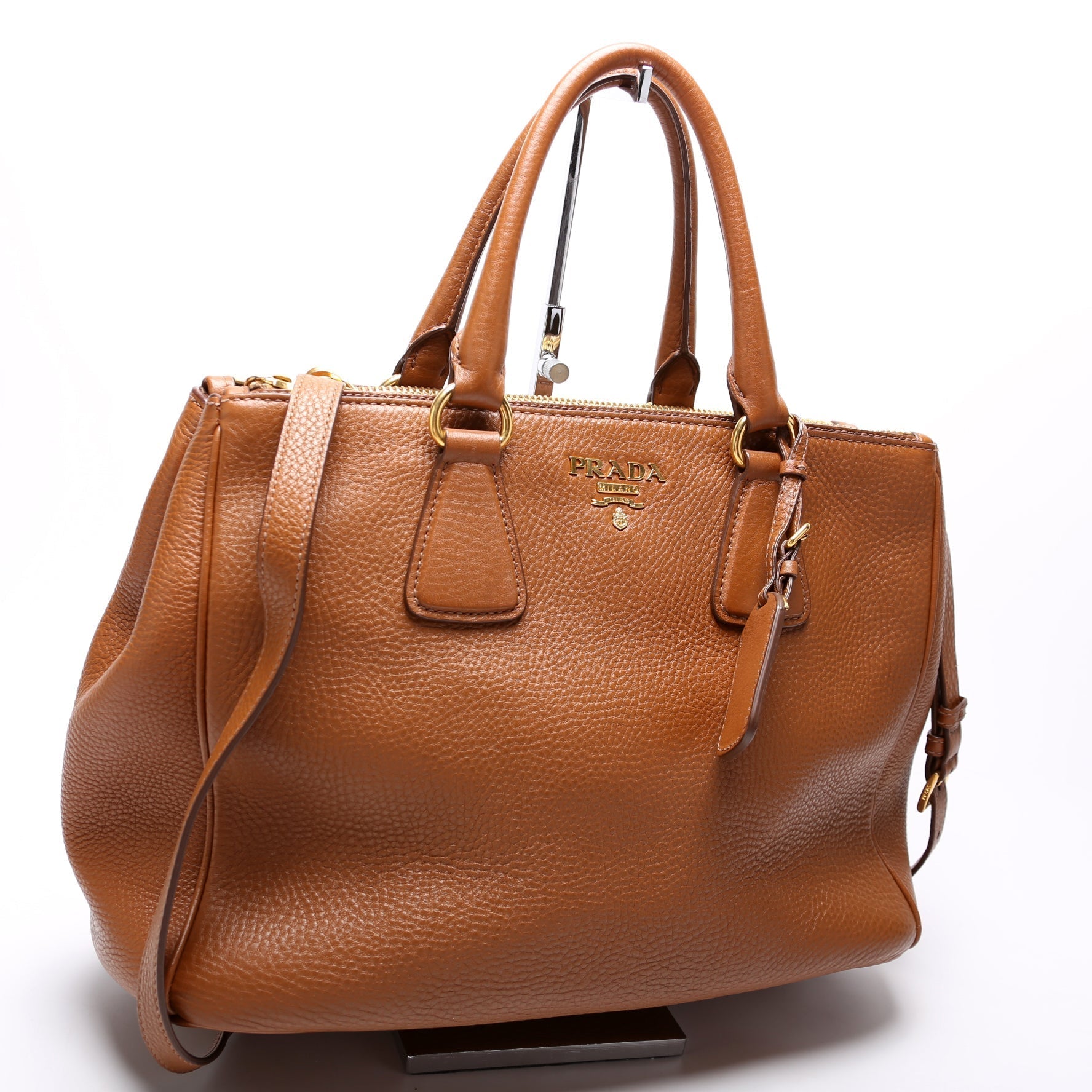 Prada Vitello Daino Double Zip Tote Bag