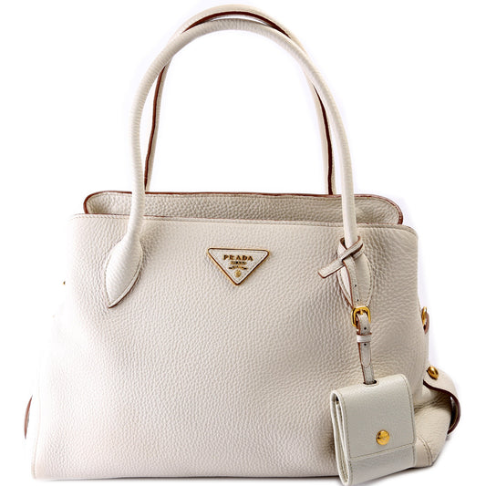 Prada Vitello Daino Center Zip Way Bag Travel Bag