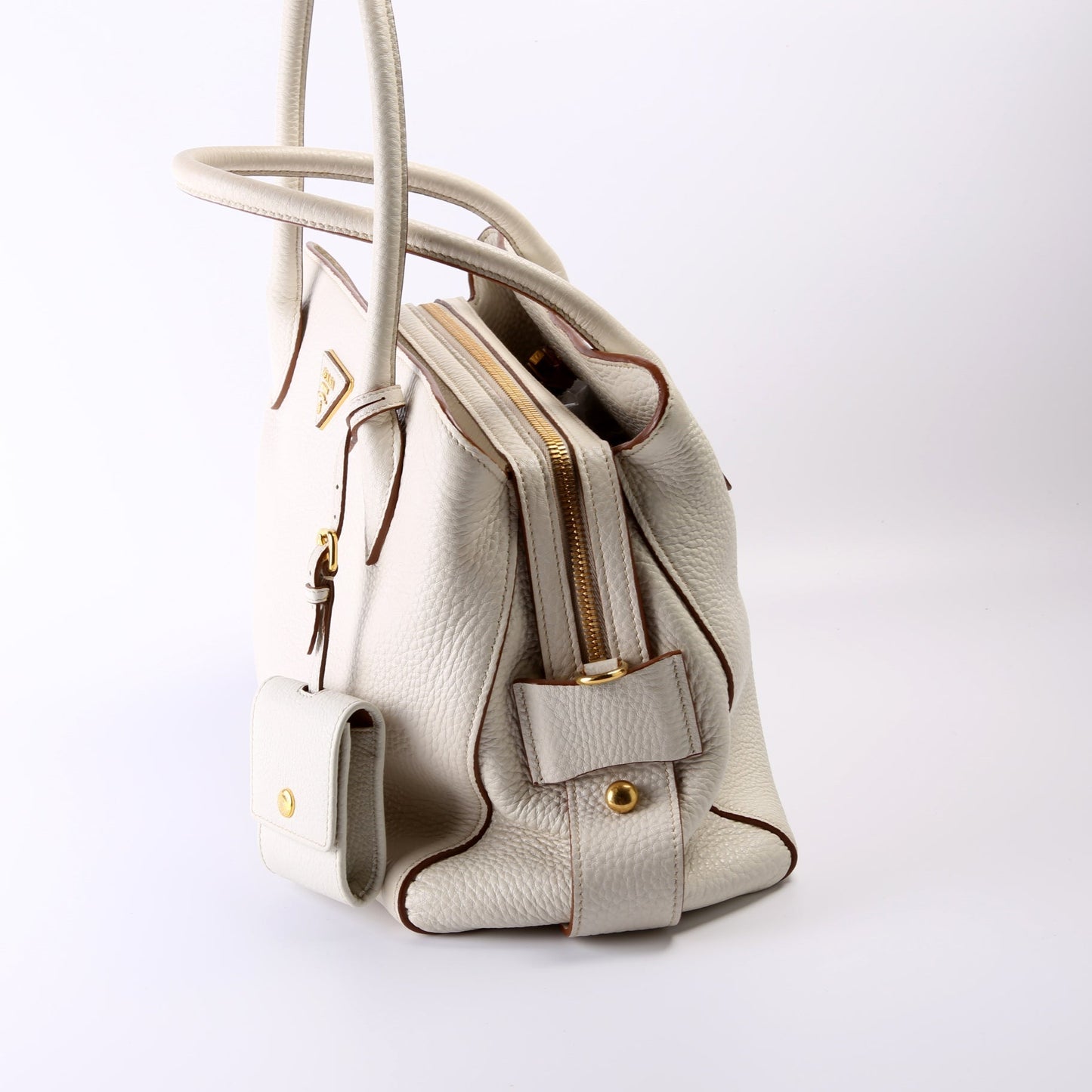 Prada Vitello Daino Center Zip Way Bag Travel Bag