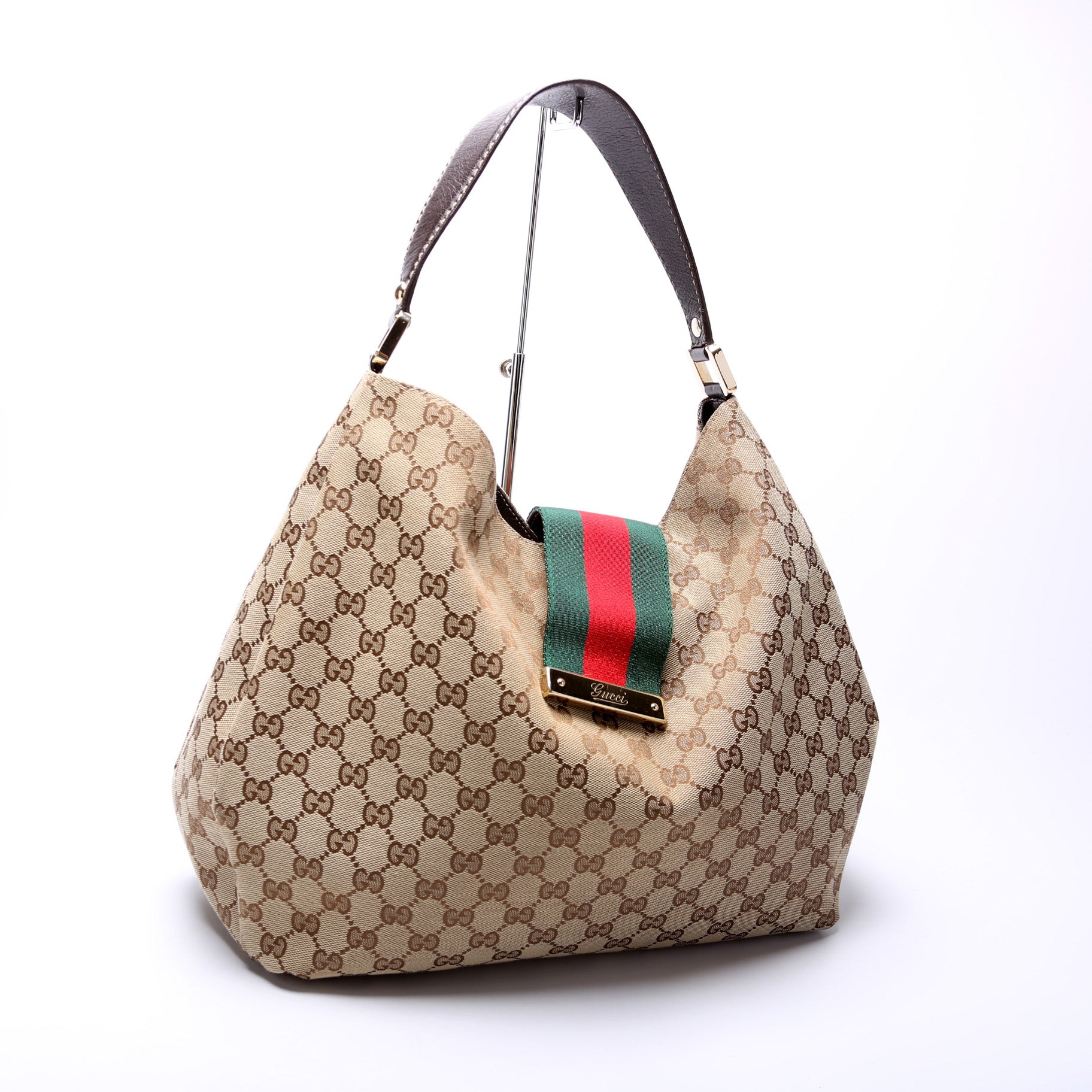 Gucci GG Web Canvas Shoulder Bag Hobo 1