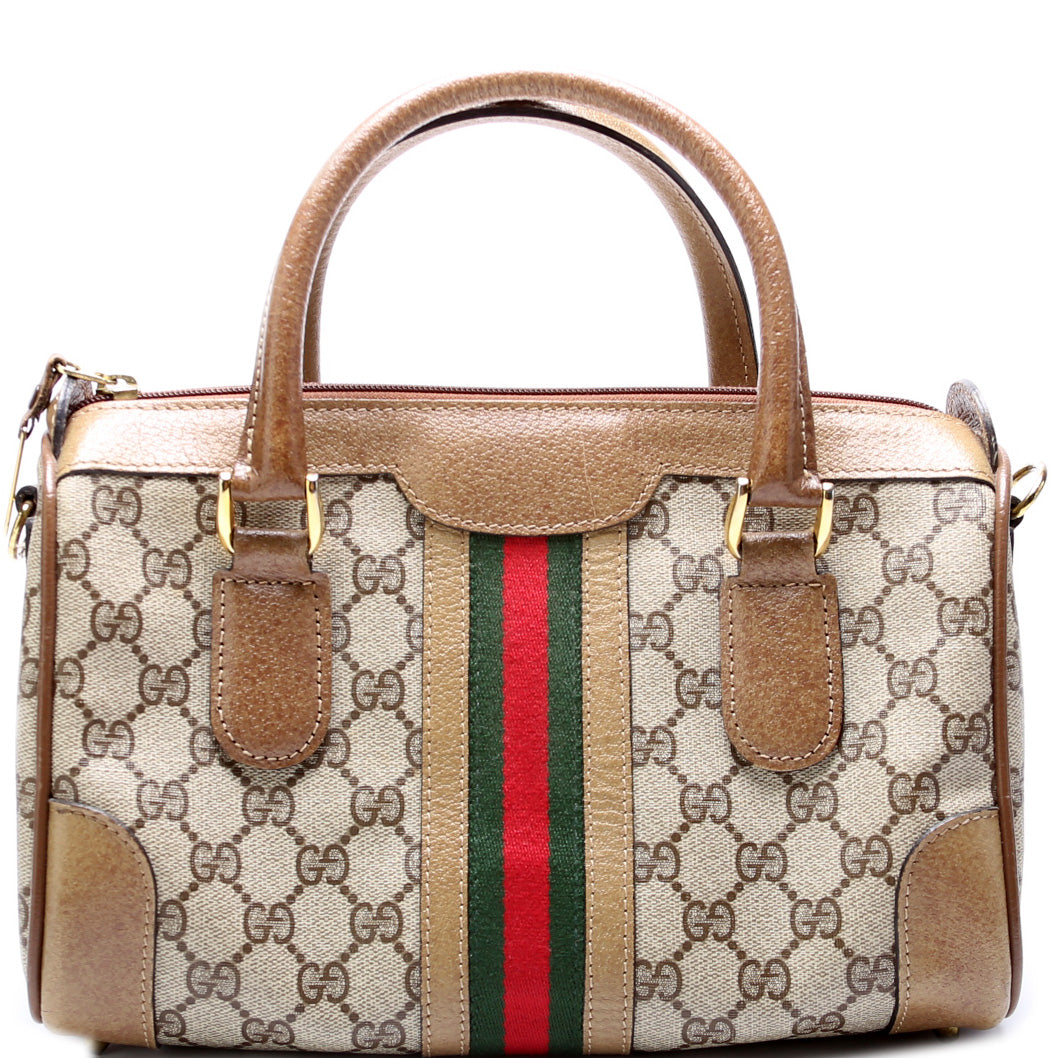 Gucci GG Supreme Web Boston Travel Bag