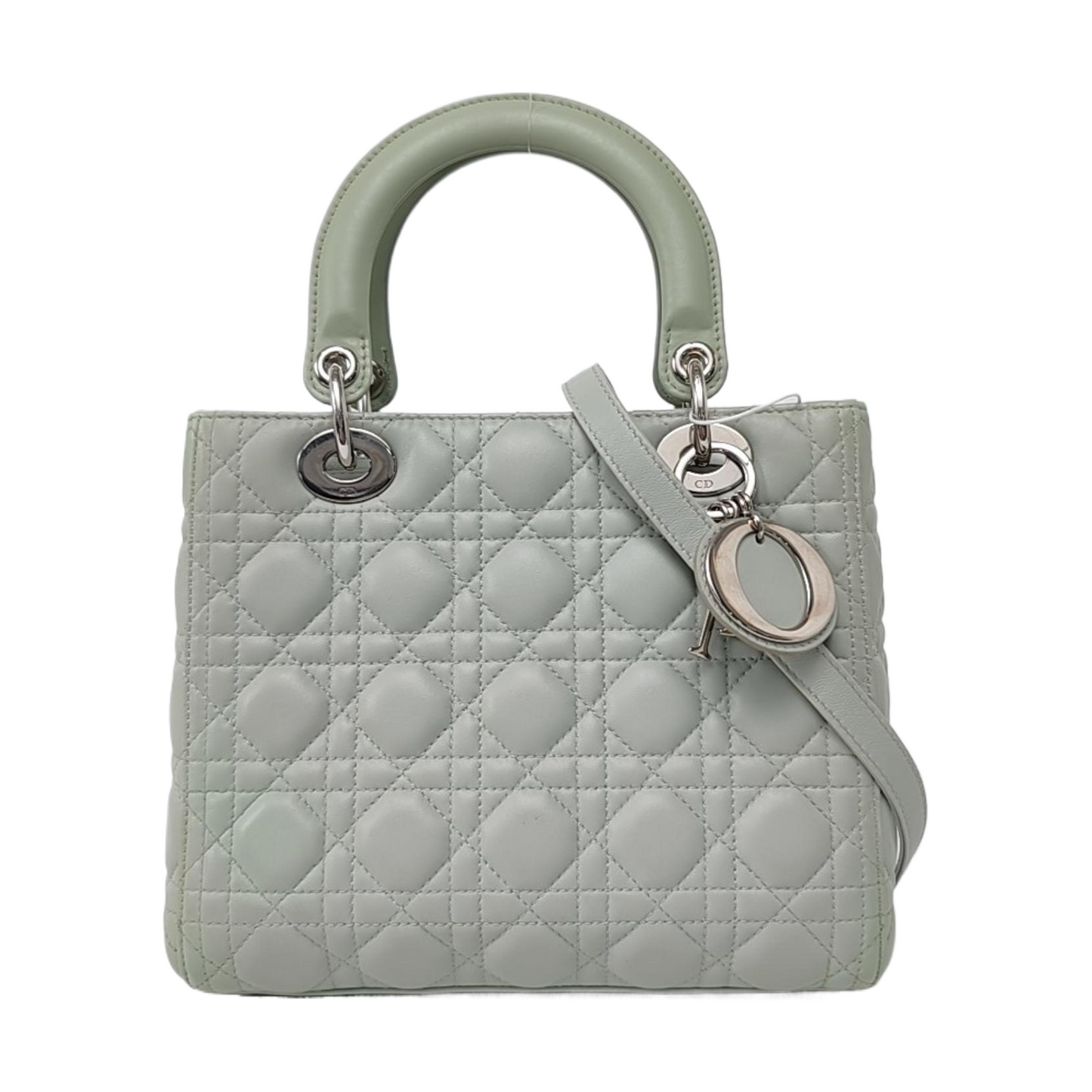Dior Lady Medium Mint Lambskin Hardware Handbag Leather Green Travel Bag