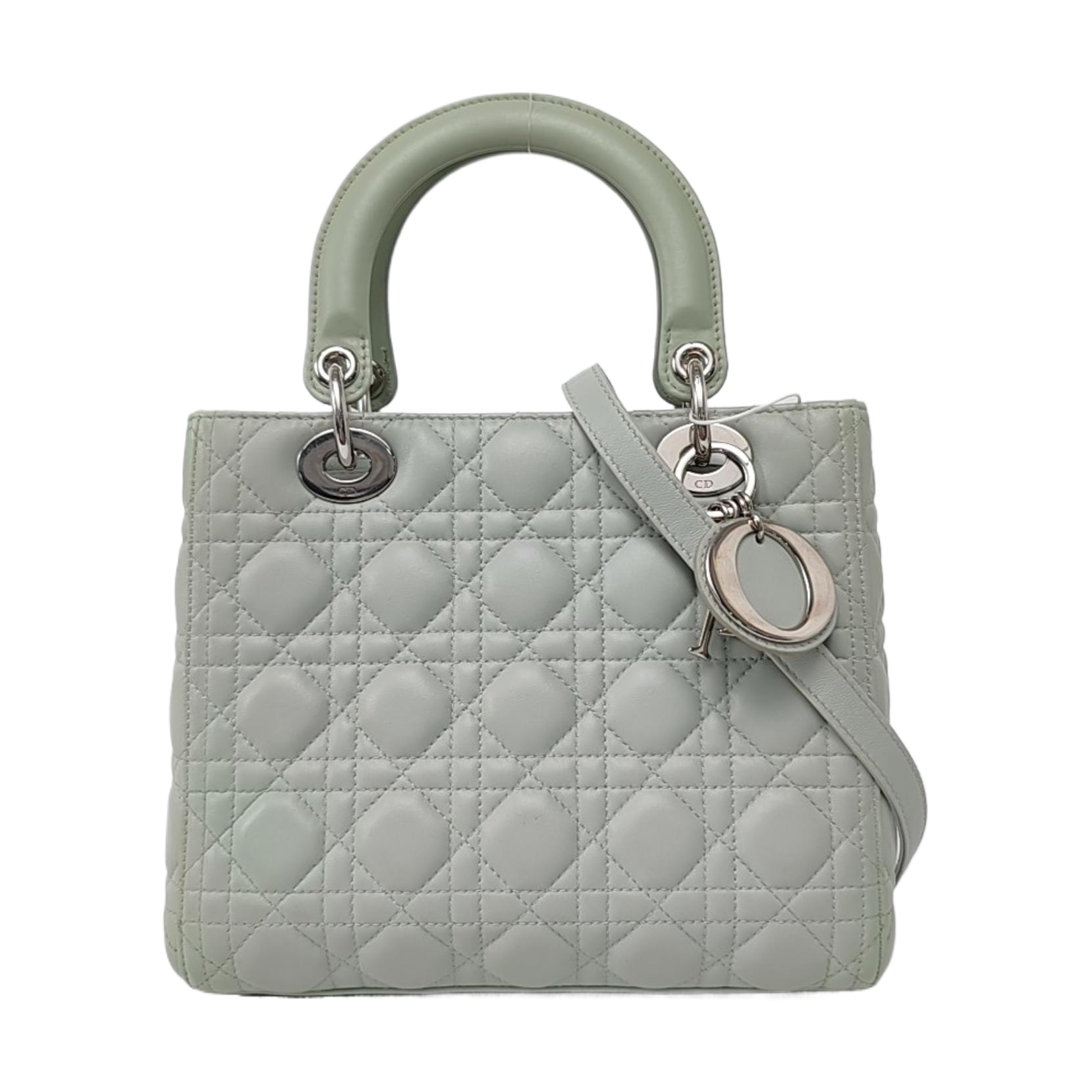 Dior Lady Medium Mint Lambskin Hardware Handbag Leather Green Travel Bag