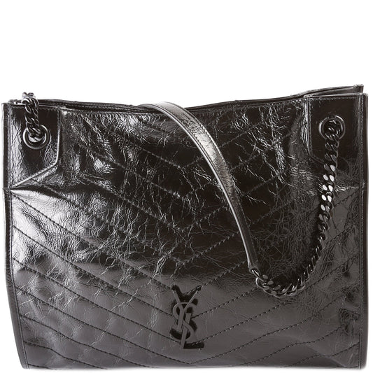 YSL Saint Laurent Saint Laurent Niki Shopper Crinkle Bag Leather Medium Tote Bag