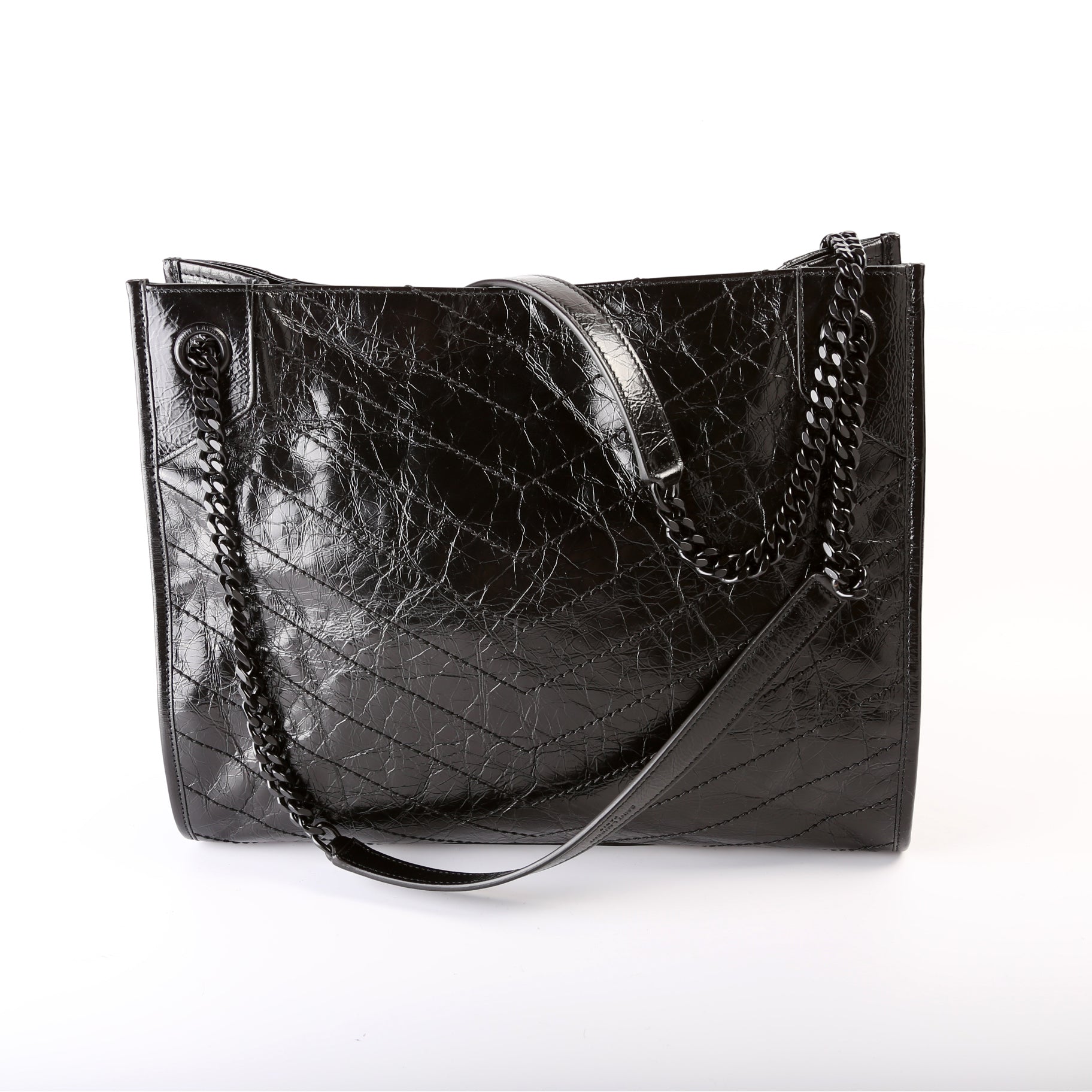 YSL Saint Laurent Saint Laurent Niki Shopper Crinkle Bag Leather Medium Tote Bag