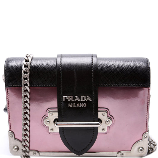 Prada Saffiano Metallic Vitello Cahier Crossbody Bag Chain