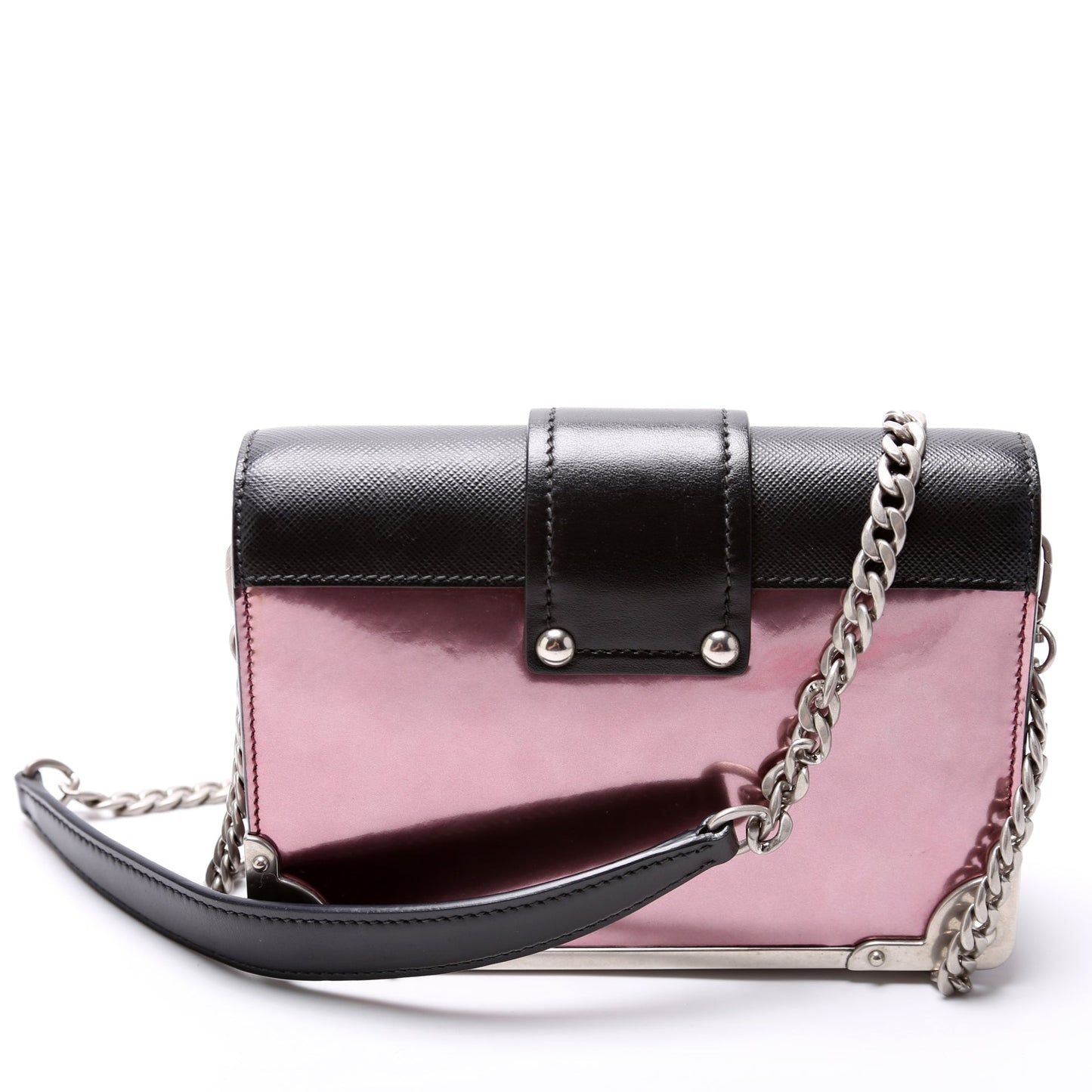 Prada Saffiano Metallic Vitello Cahier Crossbody Bag Chain