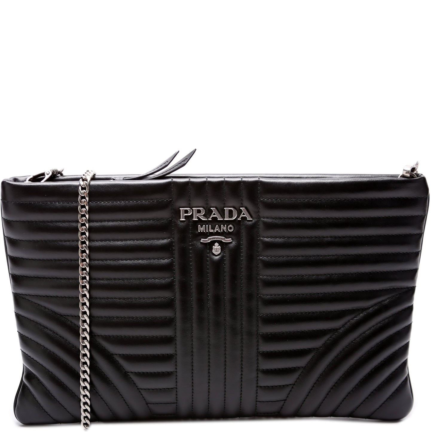 Prada Soft Calfskin Diagramme Clutch With Bag Chain Clutch Bag