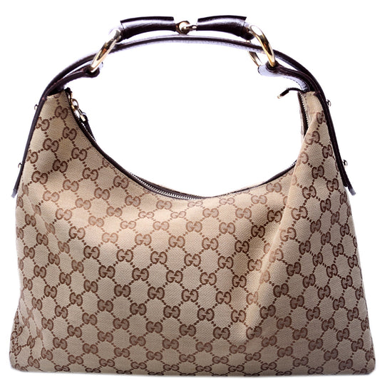 Gucci Horsebit GG Canvas Shoulder Bag Hobo 1