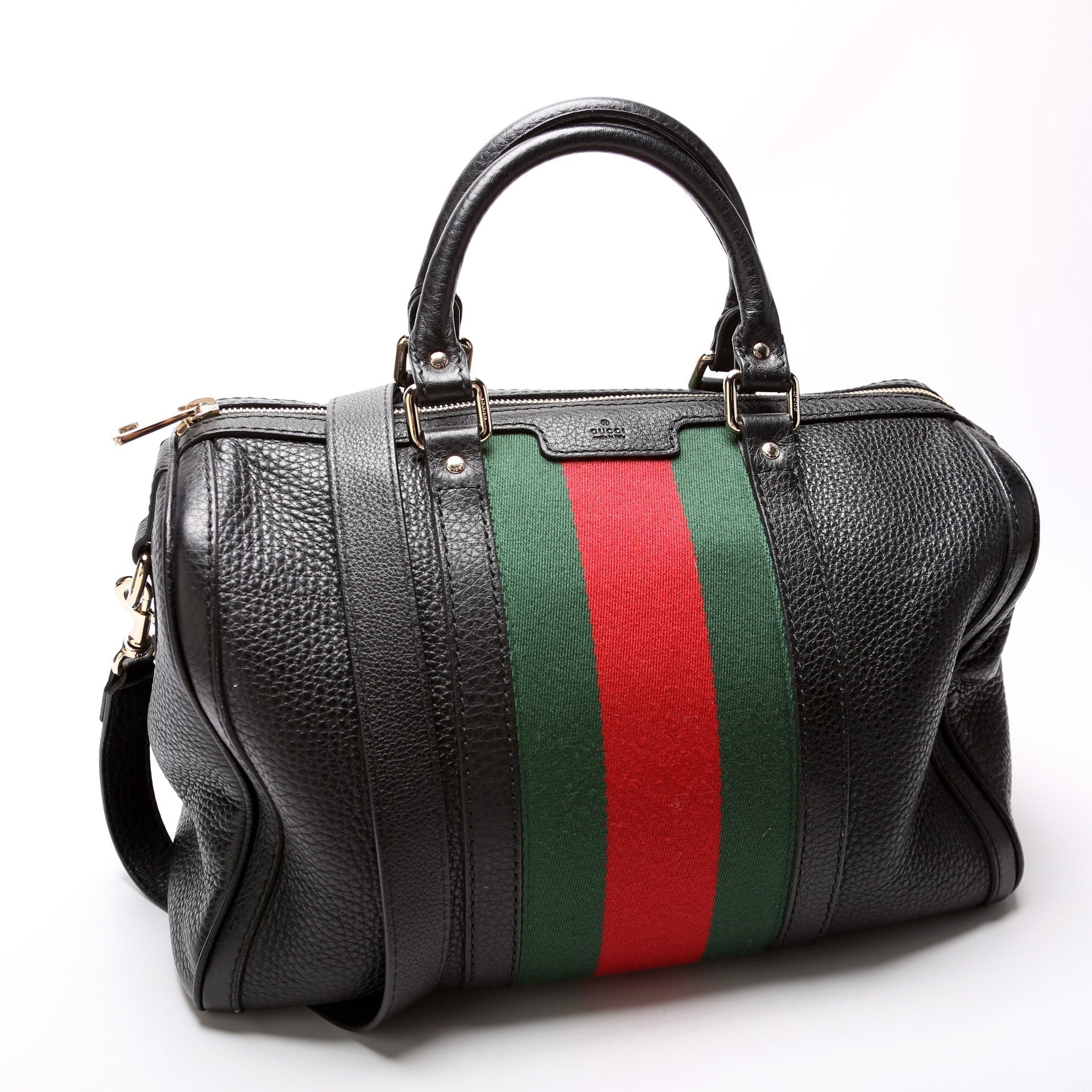 Gucci Boston Web Leather Travel Bag