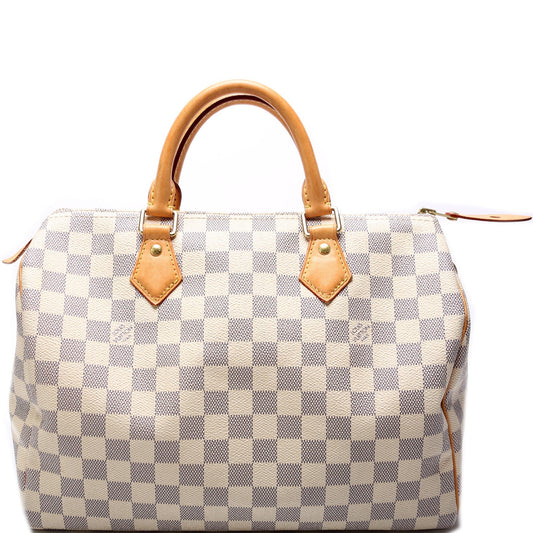 Louis Vuitton Speedy 30 Azur Damier Handbag Azur 16