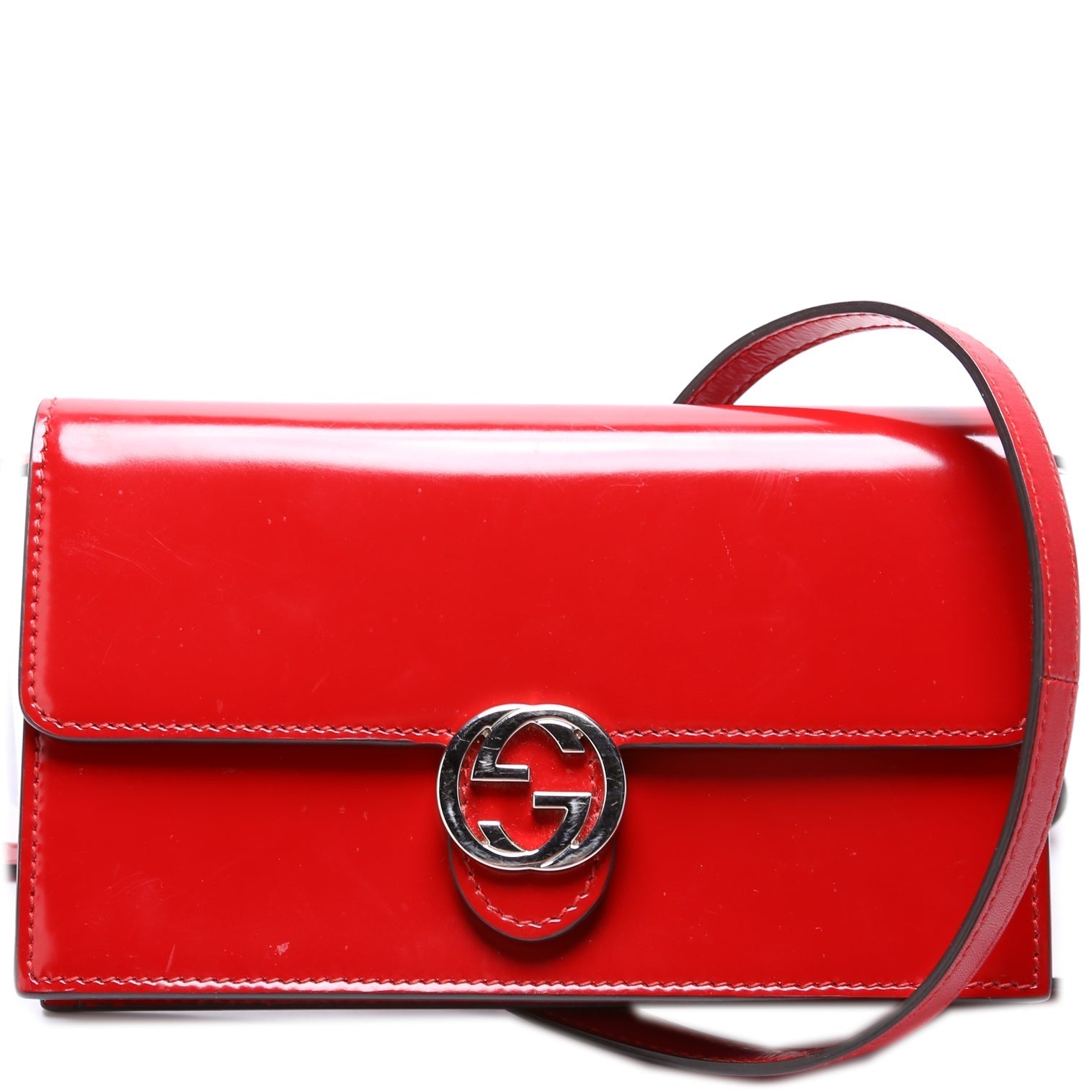 Gucci Interlocking G Icon Leather Patent Wallet Case