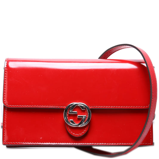 Gucci Interlocking G Icon Leather Patent Wallet Case